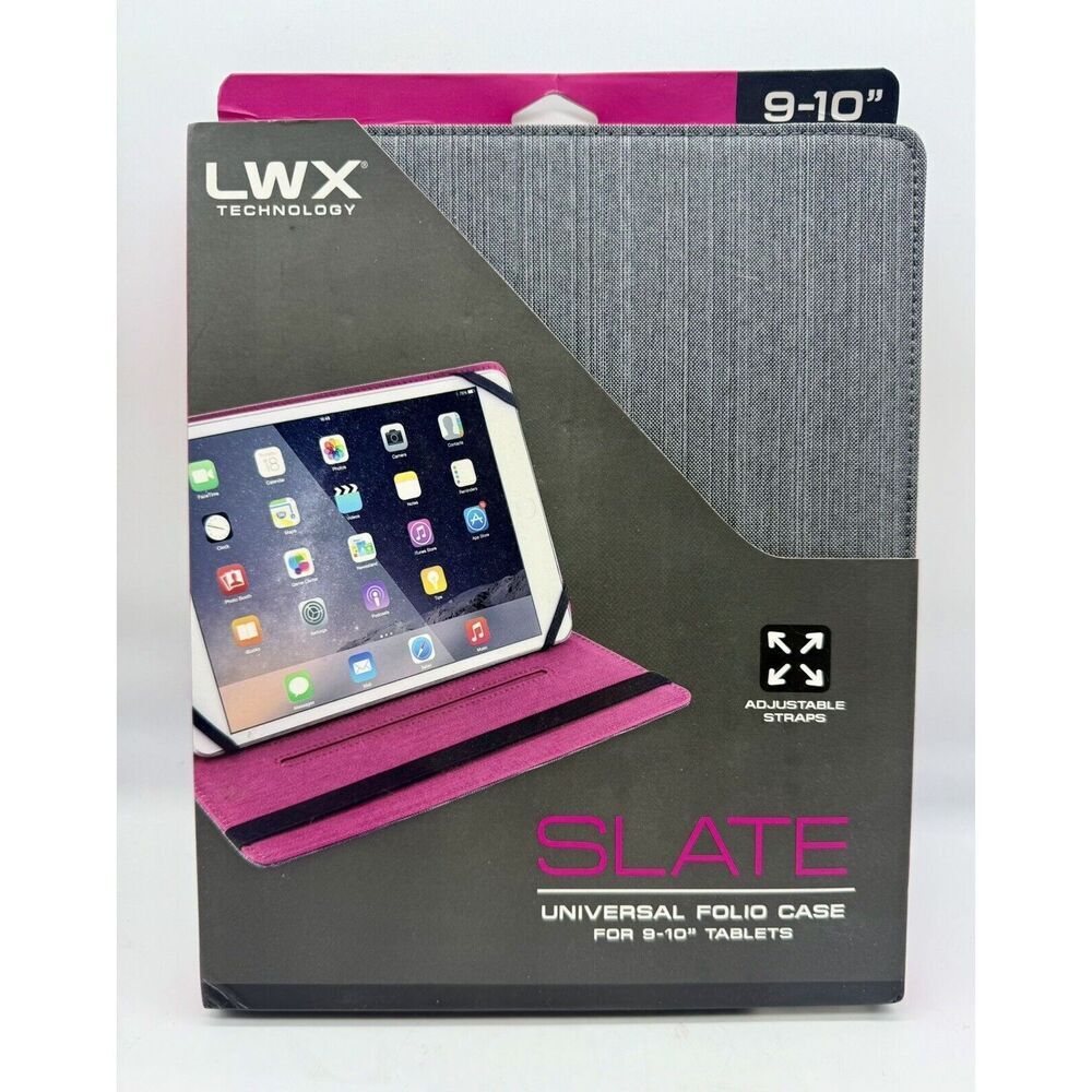 LWX Technology Slate Universal Folio‎ Case For 9-10 Inch Tablets Gray And Pink￼